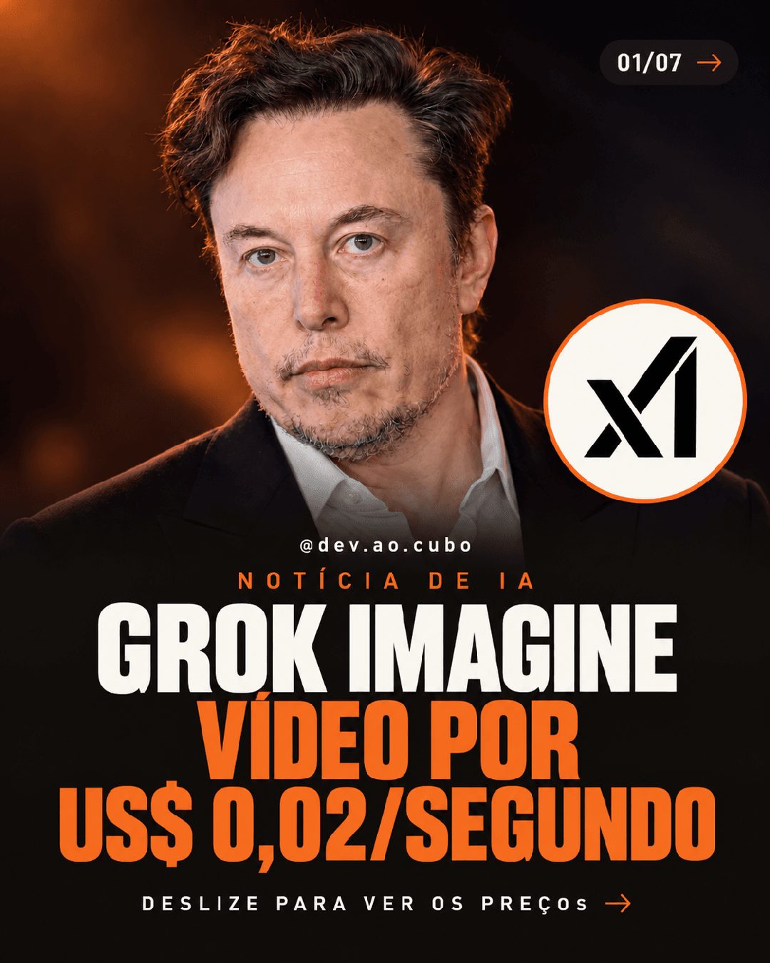GROK IMAGINE VÍDEO POR US$ 0,02/SEGUNDO