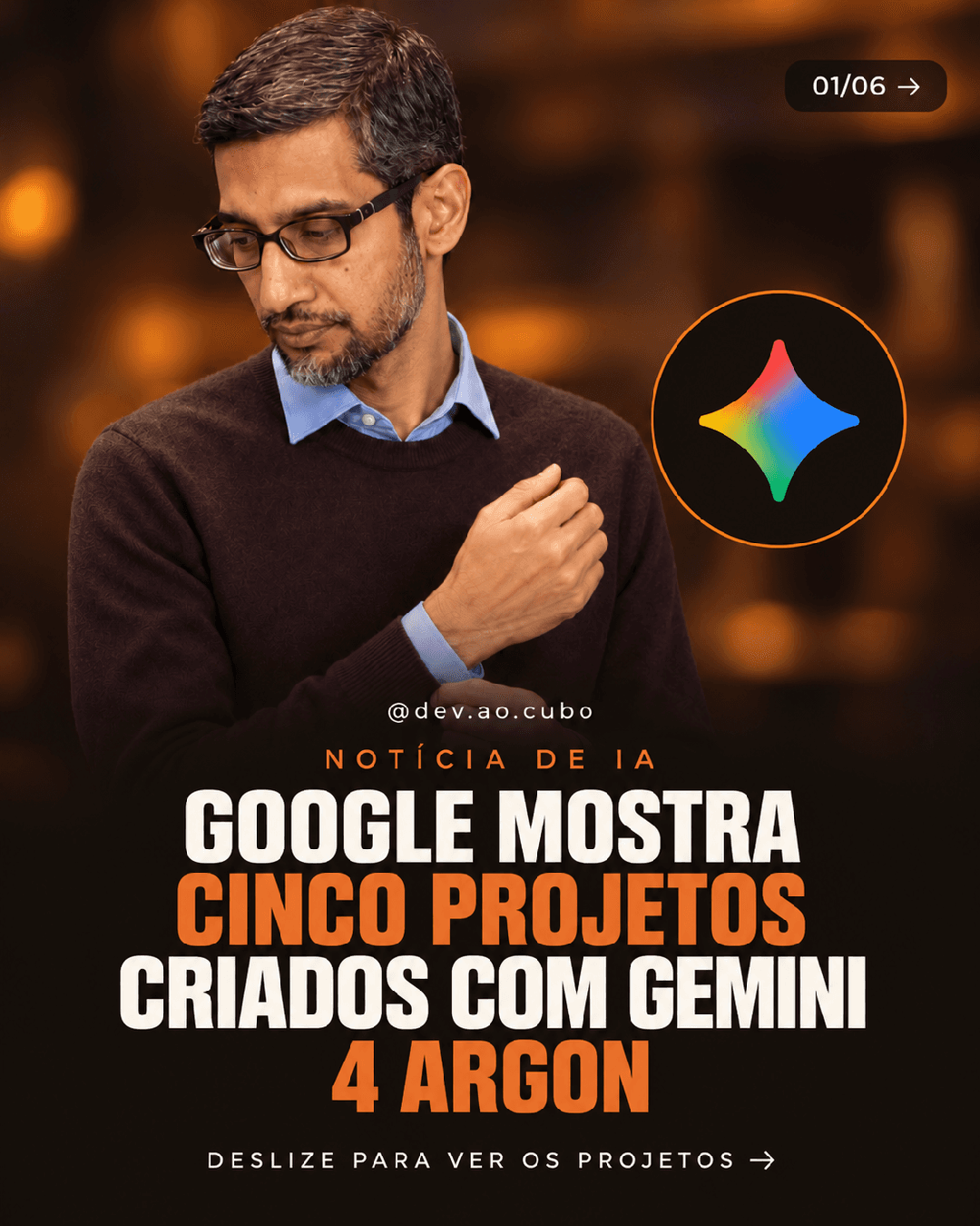 GOOGLE MOSTRA CINCO PROJETOS CRIADOS COM GEMINI 4 ARGON